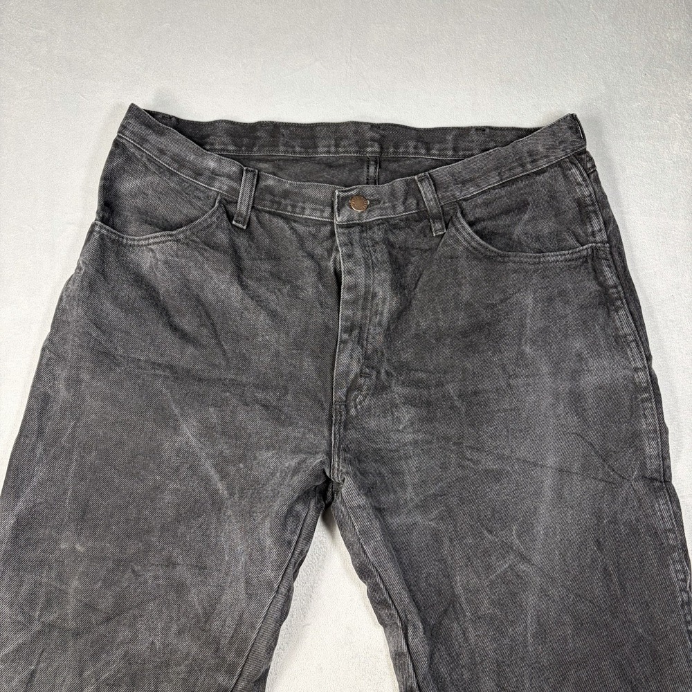 Vintage Rustler Jeans Men's Size 38x29 Black Faded Splattered Denim Straight - Picture 2 of 10